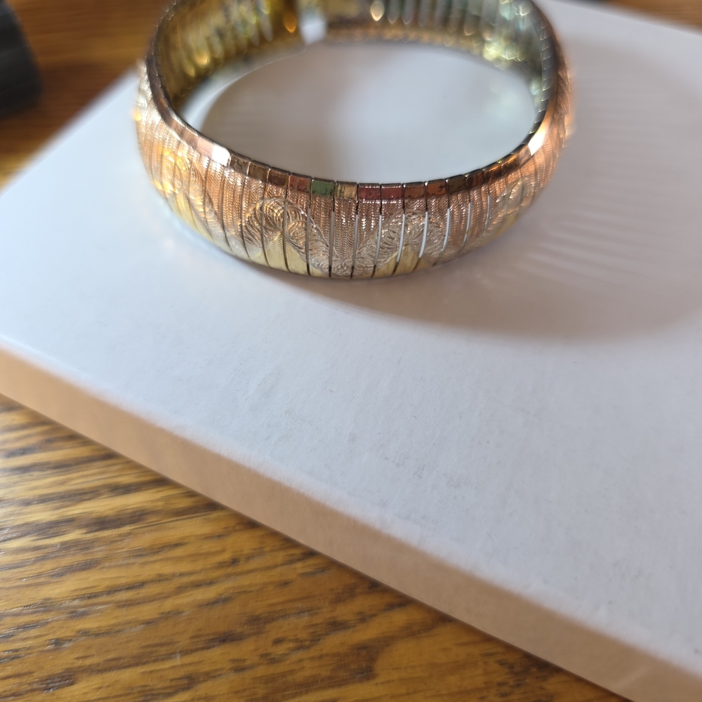Gold and Silver Textured Bangle Bracelet